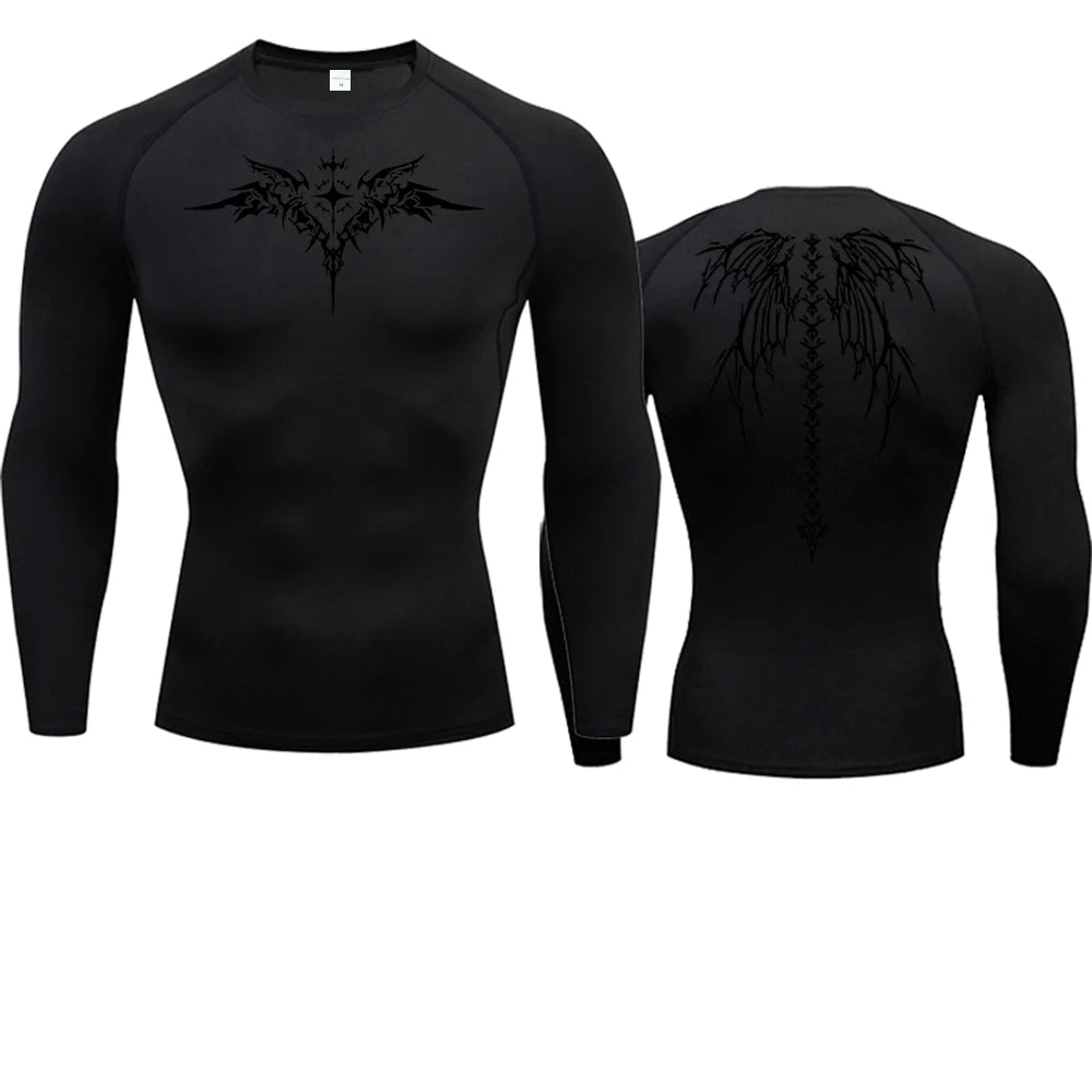 Camiseta de compresión con estampado de Anime para hombre, camiseta para correr, ropa deportiva de secado rápido para gimnasio, camisetas transpirables de manga corta