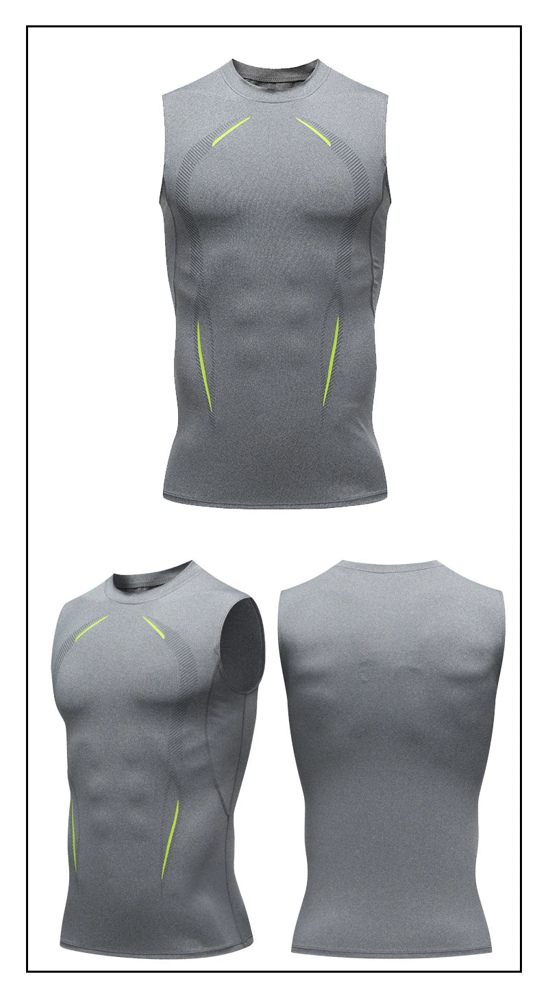 Camiseta de Compresión sin Mangas para Hombre, Ropa Deportiva de Secado Rápido con Estampado, Chaleco Deportivo Masculino para Fitness, Culturismo y Entrenamiento Muscular