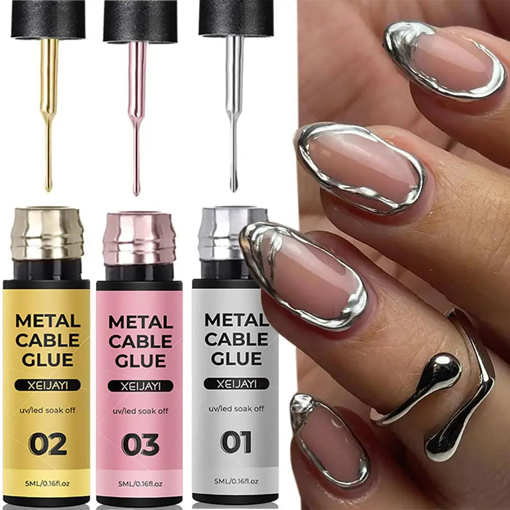 Esmalte de revestimiento de Gel para uñas con pintura metálica dorada, pintura con efecto espejo de Metal 3D, dibujo de Gel para uñas, pincel incorporado, Gel cromado UV