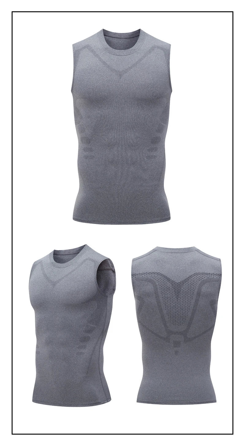 Camiseta de Compresión sin Mangas para Hombre, Ropa Deportiva de Secado Rápido con Estampado, Chaleco Deportivo Masculino para Fitness, Culturismo y Entrenamiento Muscular