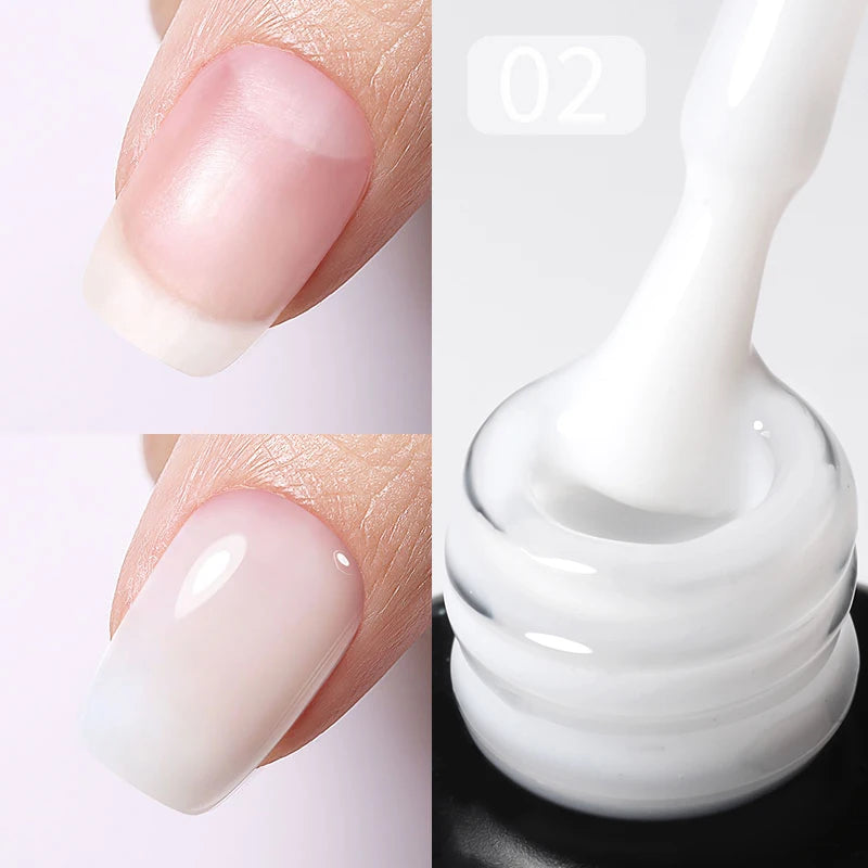 BORN PRETTY-esmalte de uñas en Gel con Base de goma, color rosa lechoso, brillo, barniz semipermanente de 15ml, Gel LED UV autonivelante
