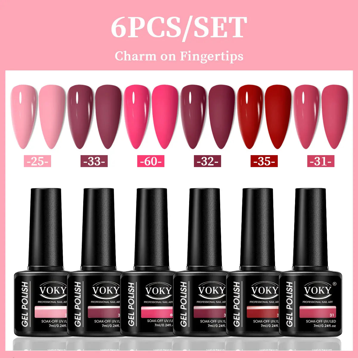 VOKY Juego de 6 piezas de gel para uñas, gel para uñas de moda de temporada, el regalo perfecto para que las damas durante los festivales