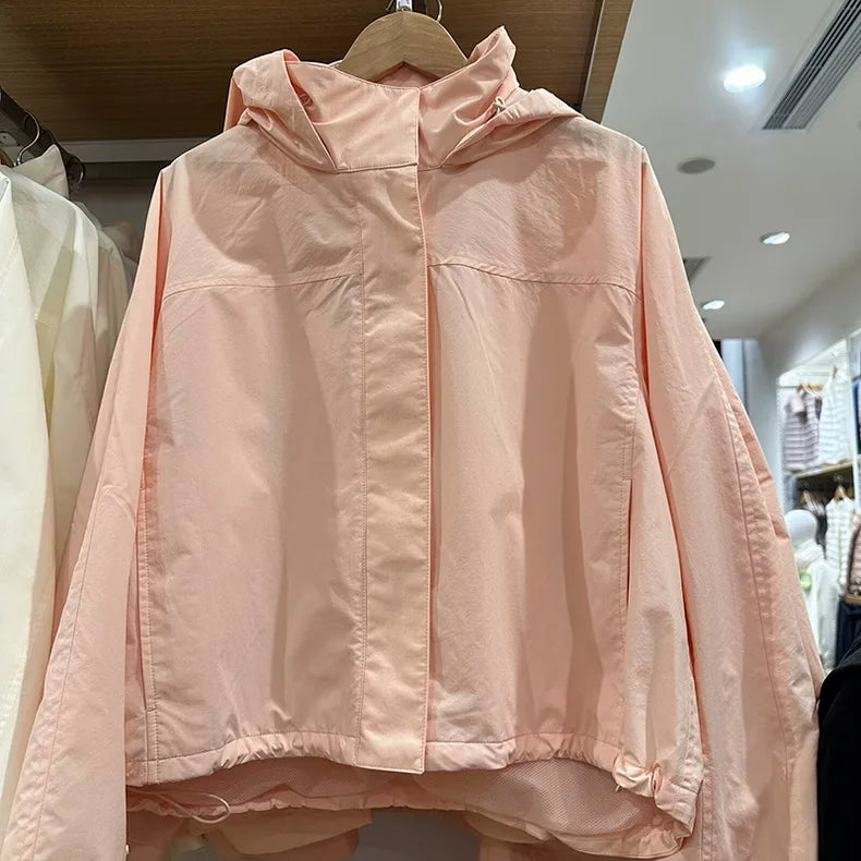 Chaqueta Cortavientos de Primavera y Otoño para Mujer, Chaqueta con Capucha de Alta Calidad, Chaqueta con Cuello Alto, Abrigo Urbano para Mujer