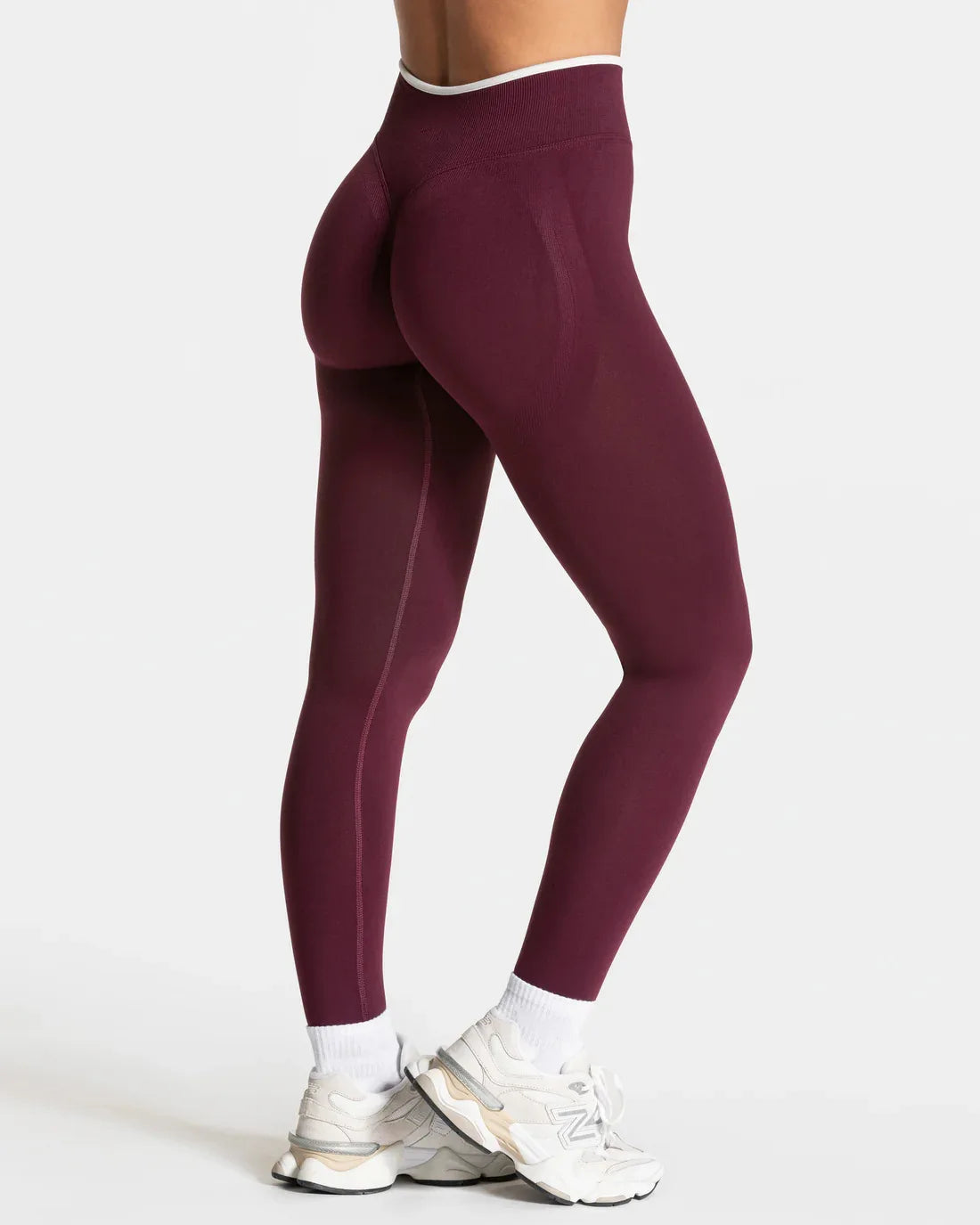 Nuevos leggings de yoga para mujer con bloques de color, mallas sin costuras de punto, cintura alta, efecto levantacola, para gimnasio y entrenamiento, con borde blanco, leggings deportivos.