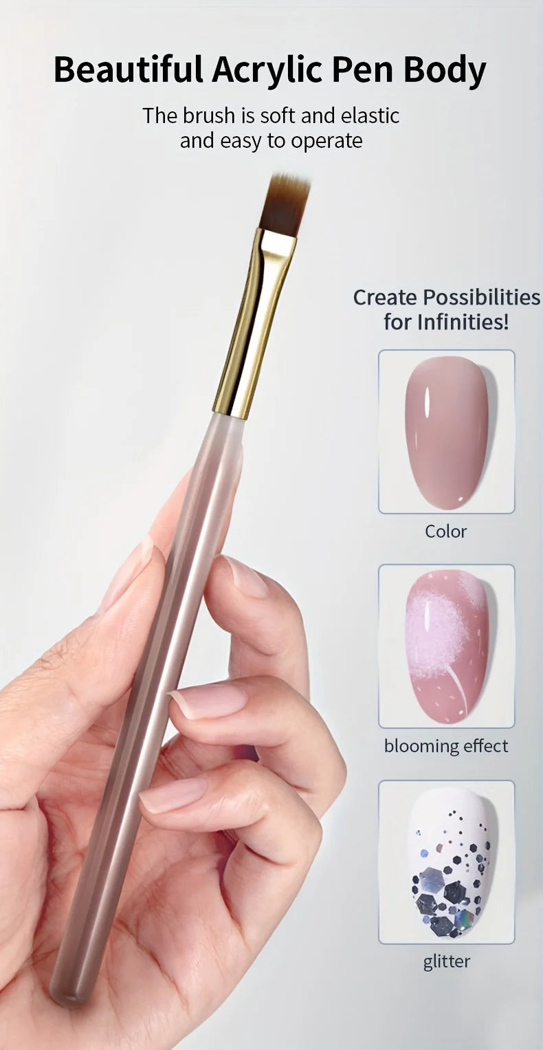 2 uds cepillo de uñas de cerdas suaves anchas diseño degradado mango acrílico aplicador de esmalte de Gel herramientas de uñas