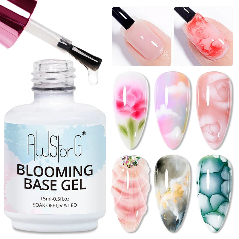 Gel para floración de uñas de 15 ml, gel funcional con efecto de extensión de flores, fácil de aplicar para diseño de uñas, salón en casa, manicura y pedicura