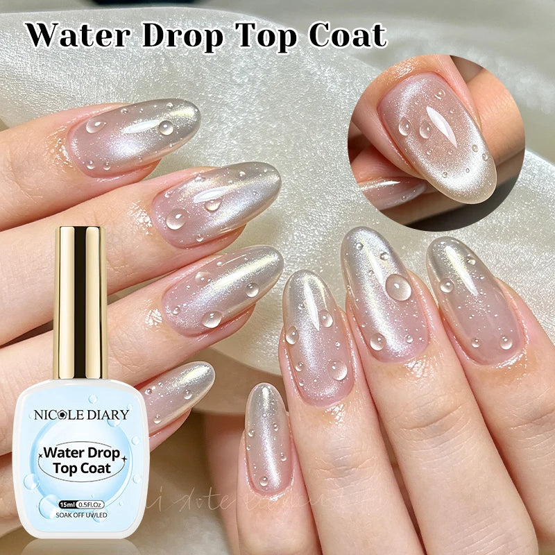 Esmalte de uñas en gel NICOLE DAIRY 15ml, efecto olas de mar, color blanco, para manicura de verano, barniz de uñas UV LED, gel removible para decoración de uñas.