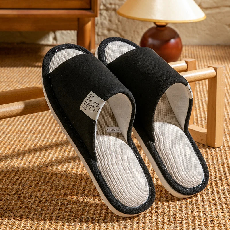 Zapatillas para hombre, zapatillas de casa de interior de suela blanda antideslizantes para primavera y verano, zapatillas cómodas de lino para todas las estaciones
