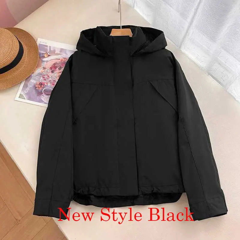 Chaqueta Cortavientos de Primavera y Otoño para Mujer, Chaqueta con Capucha de Alta Calidad, Chaqueta con Cuello Alto, Abrigo Urbano para Mujer