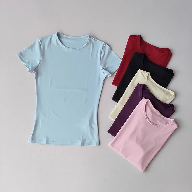 Camiseta deportiva al aire libre para mujer, ropa de Yoga, camiseta de Fitness, camiseta para correr de secado rápido, Top de entrenamiento, ropa deportiva femenina, ropa de ejercicio