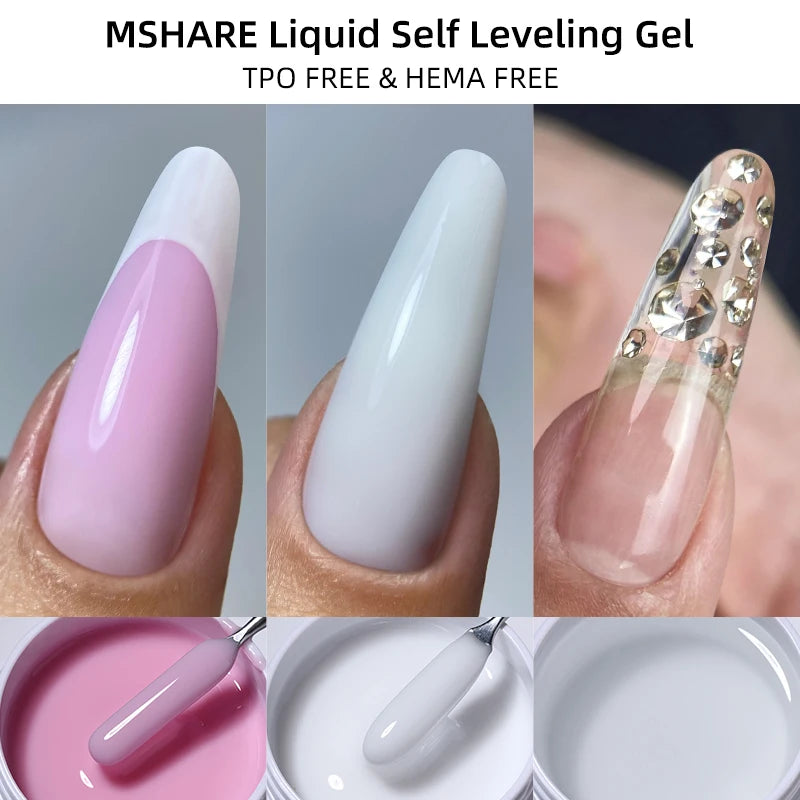 MSHARE-Gel acrílico líquido, Gel de uñas sin TPO para extensión de uñas, auto nivel, remojo, tarro de Gel UV LED