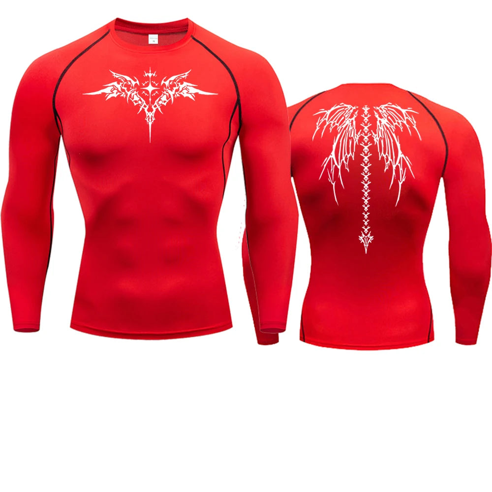 Camiseta de compresión con estampado de Anime para hombre, camiseta para correr, ropa deportiva de secado rápido para gimnasio, camisetas transpirables de manga corta