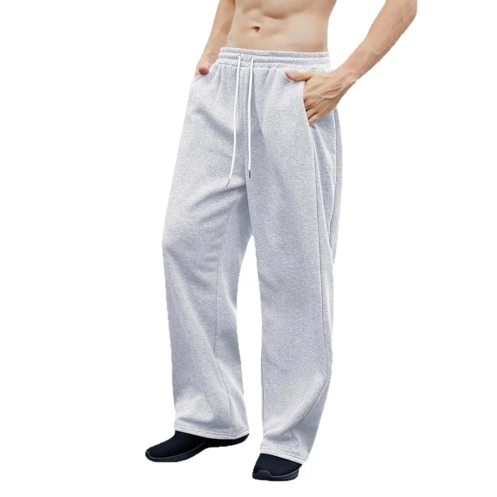 Pantalones de chándal para hombre, Joggers de ajuste recto para deportes y ropa de calle, pantalón informal holgado de gran tamaño con cordón, pantalón largo con múltiples bolsillos para hombre