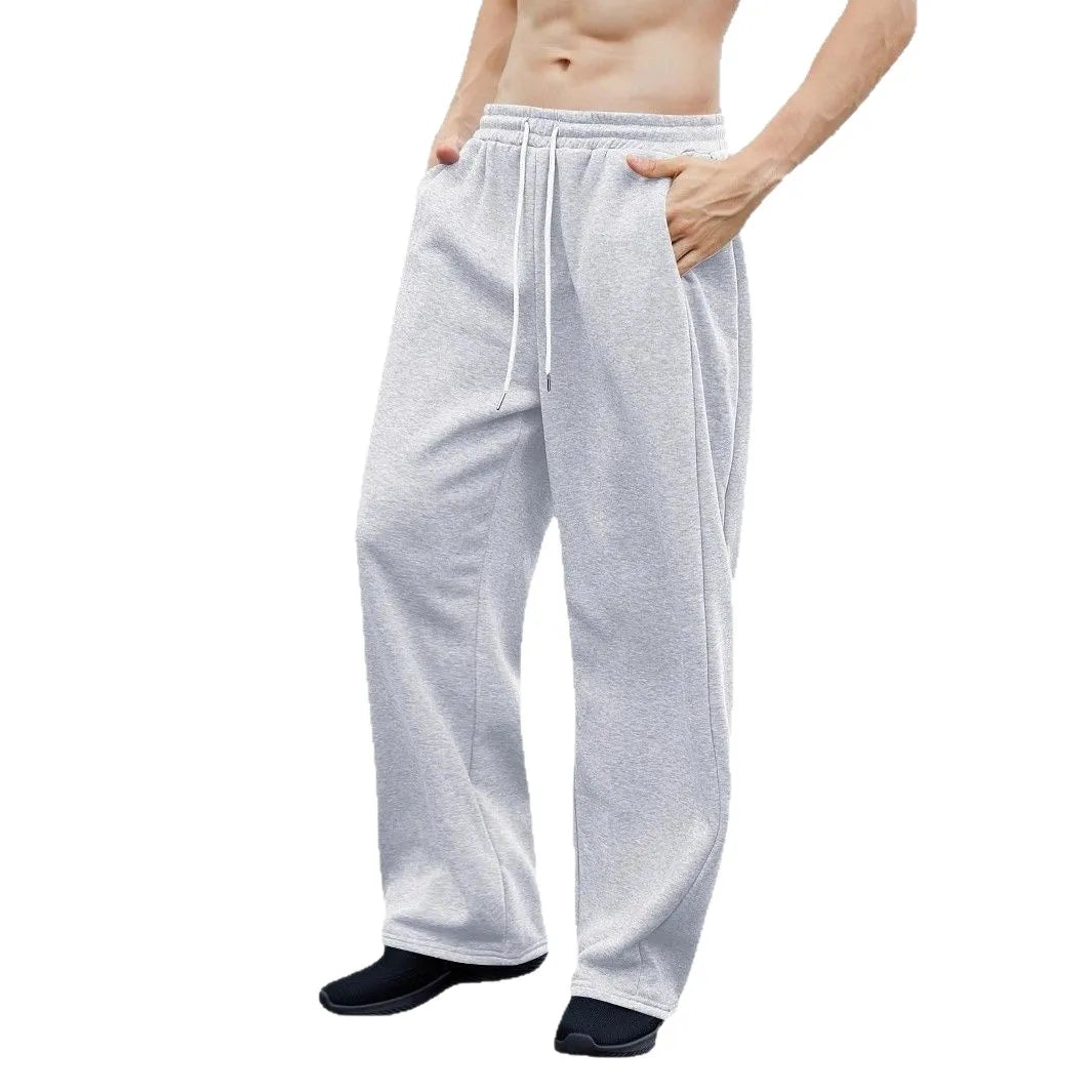 Pantalones de chándal para hombre, Joggers de ajuste recto para deportes y ropa de calle, pantalón informal holgado de gran tamaño con cordón, pantalón largo con múltiples bolsillos para hombre