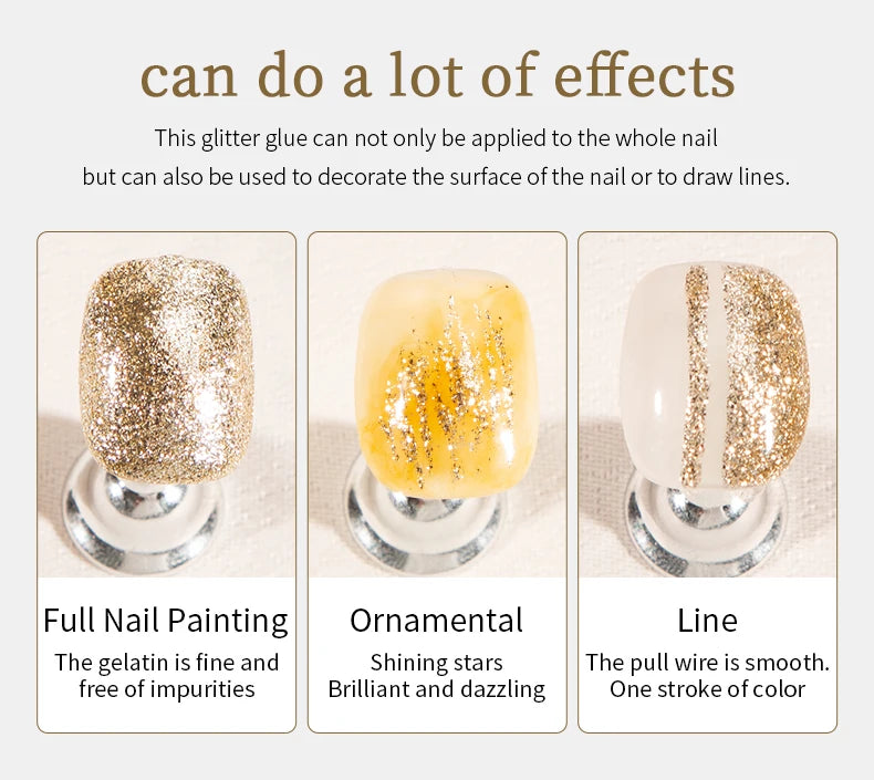 RSNAIL Esmalte de Uñas en Gel Platino Sin Capa Pegajosa 8g, Gel Metálico Brillante Dorado y Plateado para Delineado, Delineador para Dibujo Francés, Arte de Uñas DIY