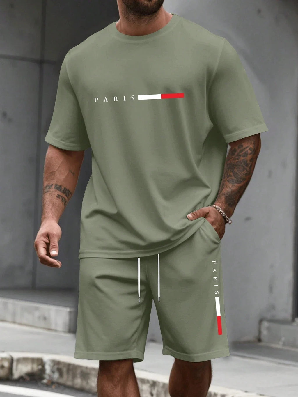 Conjunto Deportivo para Hombre de 2 Piezas  Conjunto de Camiseta de Manga Corta con Cuello Redondo y Pantalones Cortos para Hombre, Traje Deportivo, Camisetas de Talla Grande, Ropa Masculina, Camiseta de Verano