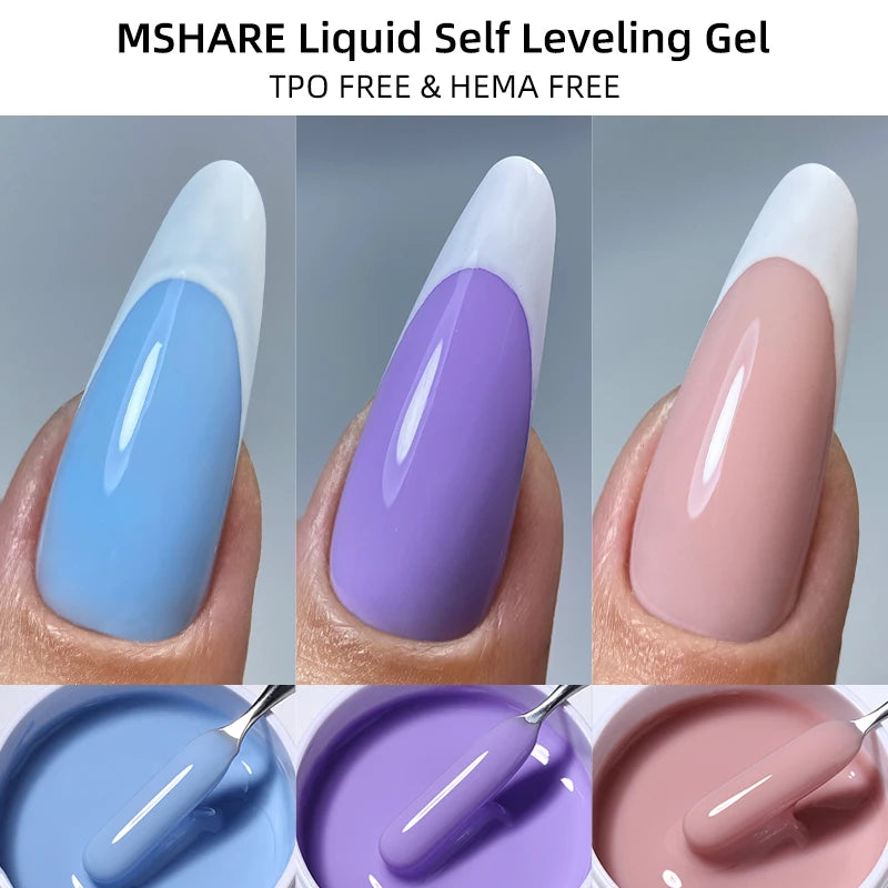 MSHARE-Gel acrílico líquido, Gel de uñas sin TPO para extensión de uñas, auto nivel, remojo, tarro de Gel UV LED
