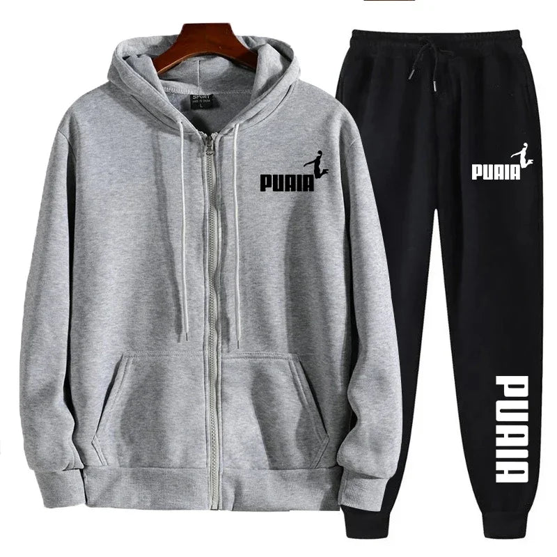 2025 nueva tendencia de ropa deportiva para hombres, sudadera con capucha estampada, pantalones, conjunto de 2 piezas, chaqueta informal con cremallera, conjunto de ropa diaria para Otoño e Invierno