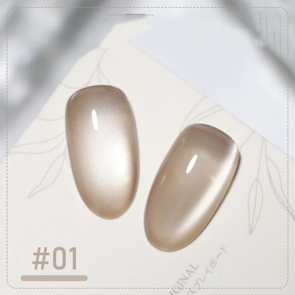 5 g/botella de Gel de ojo de gato para uñas de luz de luna blanca, esmalte de Gel satinado magnético, barniz de manicura de fototerapia con purpurina en remojo de 9 colores