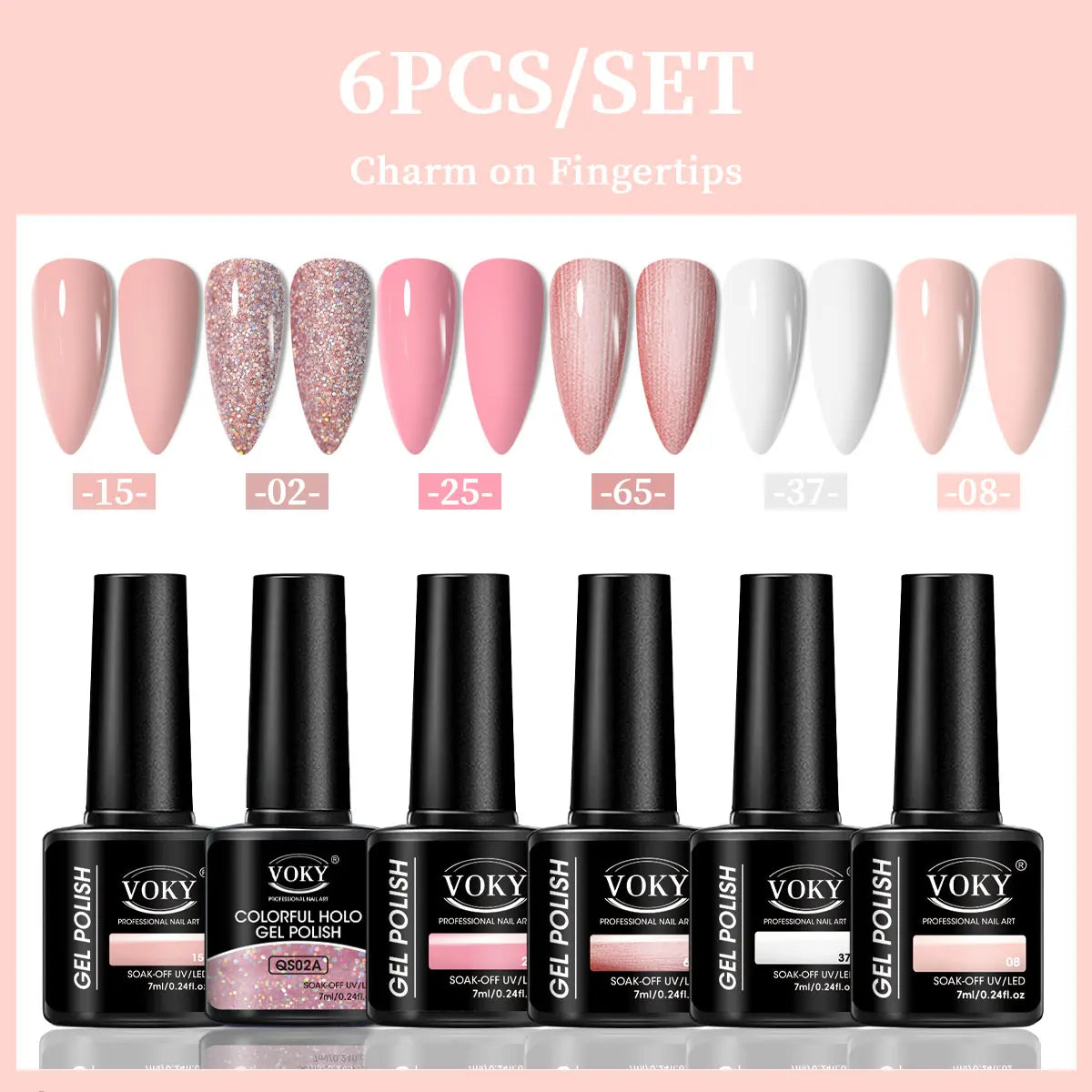 VOKY Juego de 6 piezas de gel para uñas, gel para uñas de moda de temporada, el regalo perfecto para que las damas durante los festivales