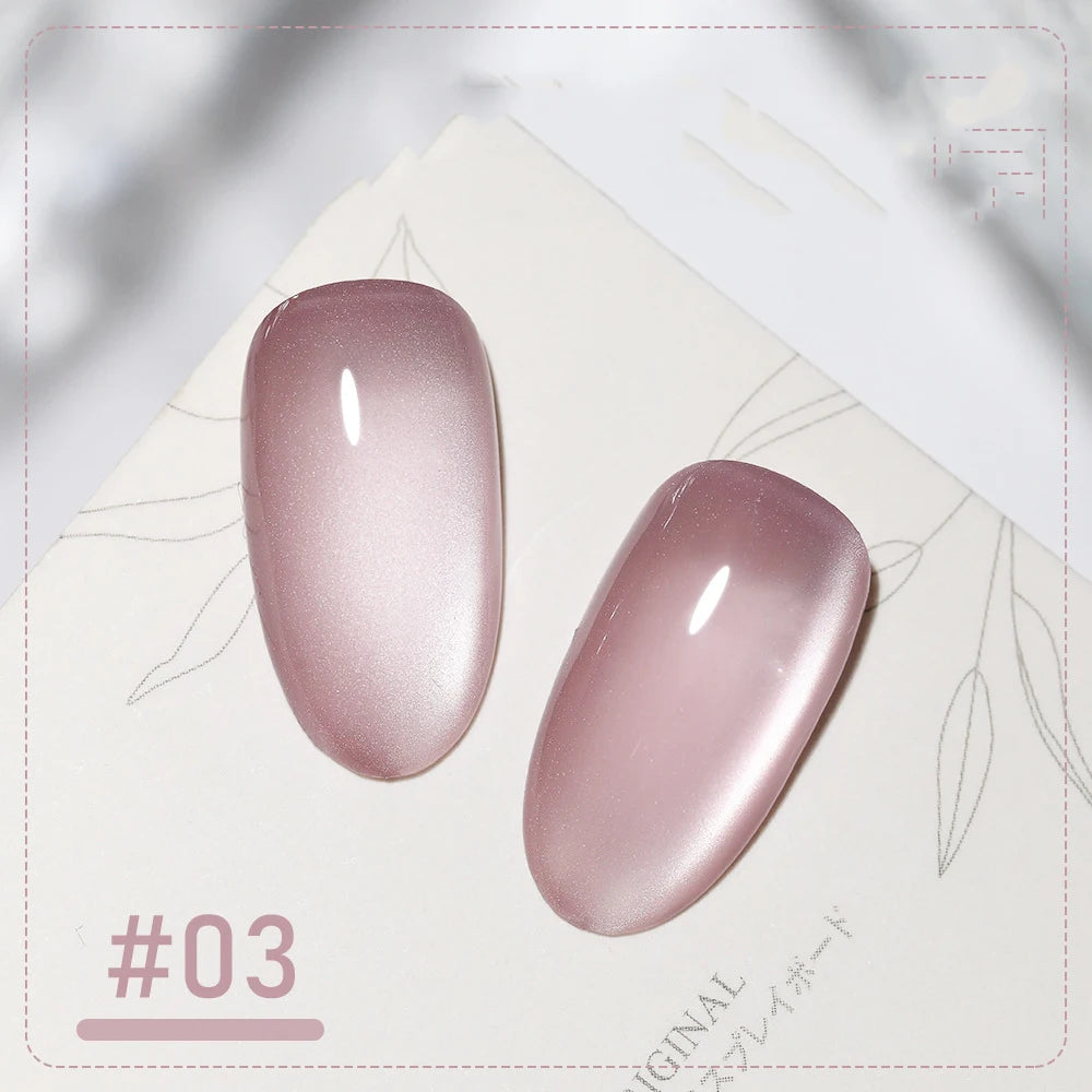 5 g/botella de Gel de ojo de gato para uñas de luz de luna blanca, esmalte de Gel satinado magnético, barniz de manicura de fototerapia con purpurina en remojo de 9 colores