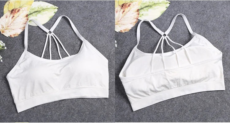 Ropa interior deportiva para mujer, top corto sin costuras para yoga y fitness, con tirantes anchos con letras, cómodo para entrenamiento, ropa deportiva sin aros en la espalda