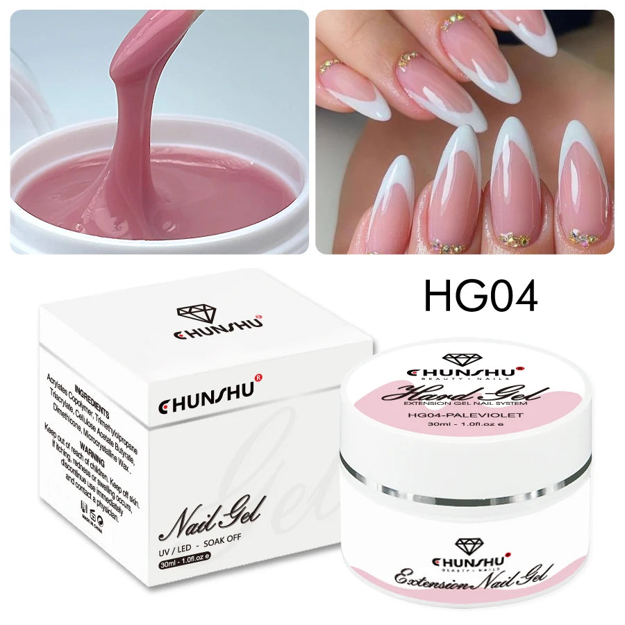 Gel duro de 30ML para extensión de uñas, Gel constructor blanco lechoso, refuerzo autonivelante, Gel para uñas, manicura de camuflaje