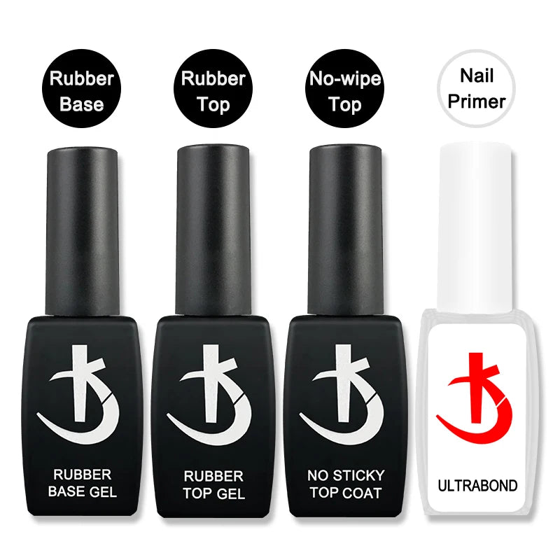 KODI JYJ Base y Top Coat para Esmalte en Gel, Primer sin Ácido, Barniz Híbrido Semipermanente, Top Coat Mate, Base de Goma Gruesa para Uñas