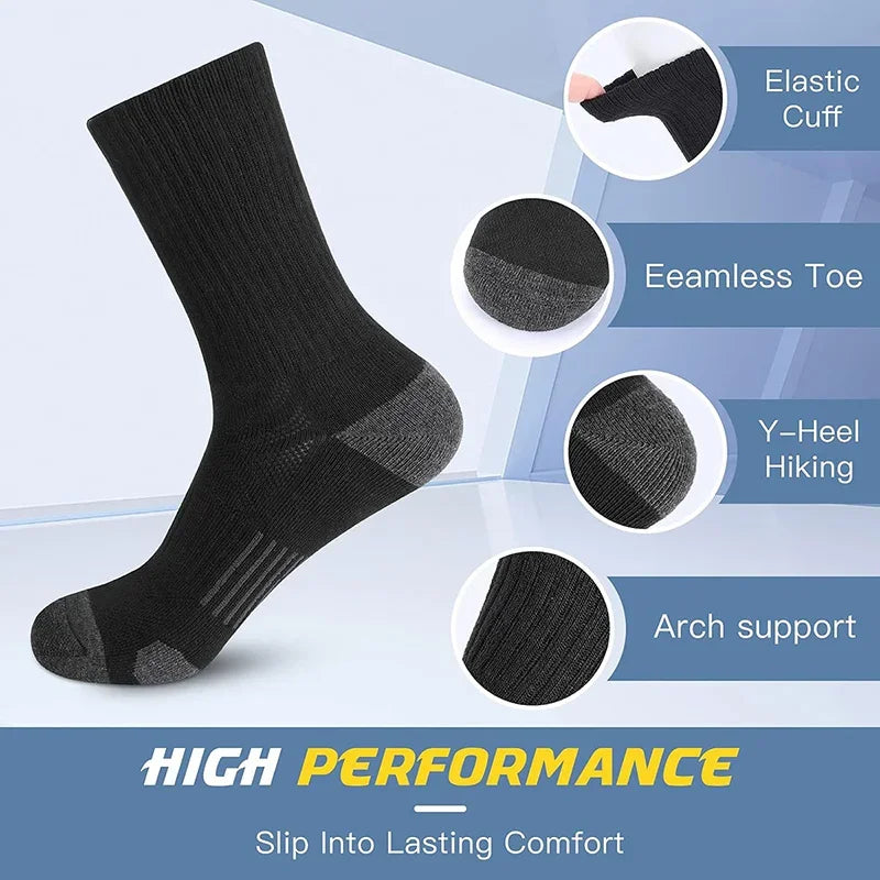 5 pares de calcetines deportivos para hombre, calcetines deportivos para correr hasta la pantorrilla, calcetines transpirables acolchados para exteriores para hombres y mujeres