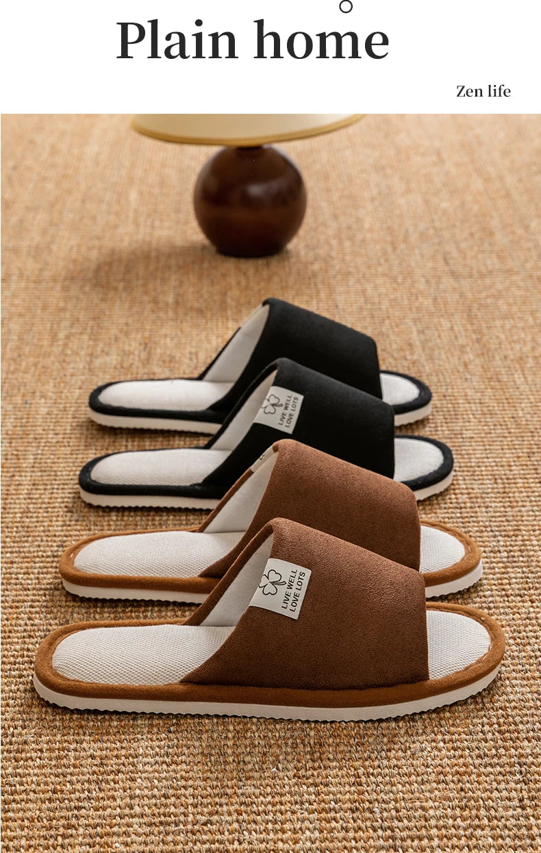 Zapatillas para hombre, zapatillas de casa de interior de suela blanda antideslizantes para primavera y verano, zapatillas cómodas de lino para todas las estaciones