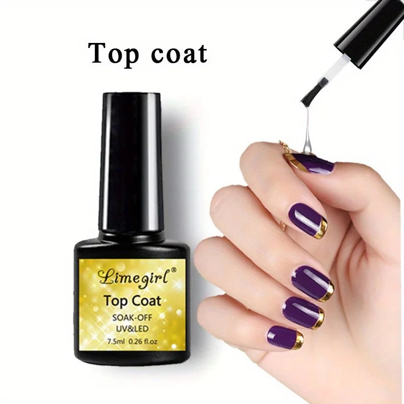 Juego de 2/3 piezas de capa superior, capa Base y capa Base, esmalte de uñas de Gel transparente semipermanente UV/LED, Kit de decoración de uñas para todos