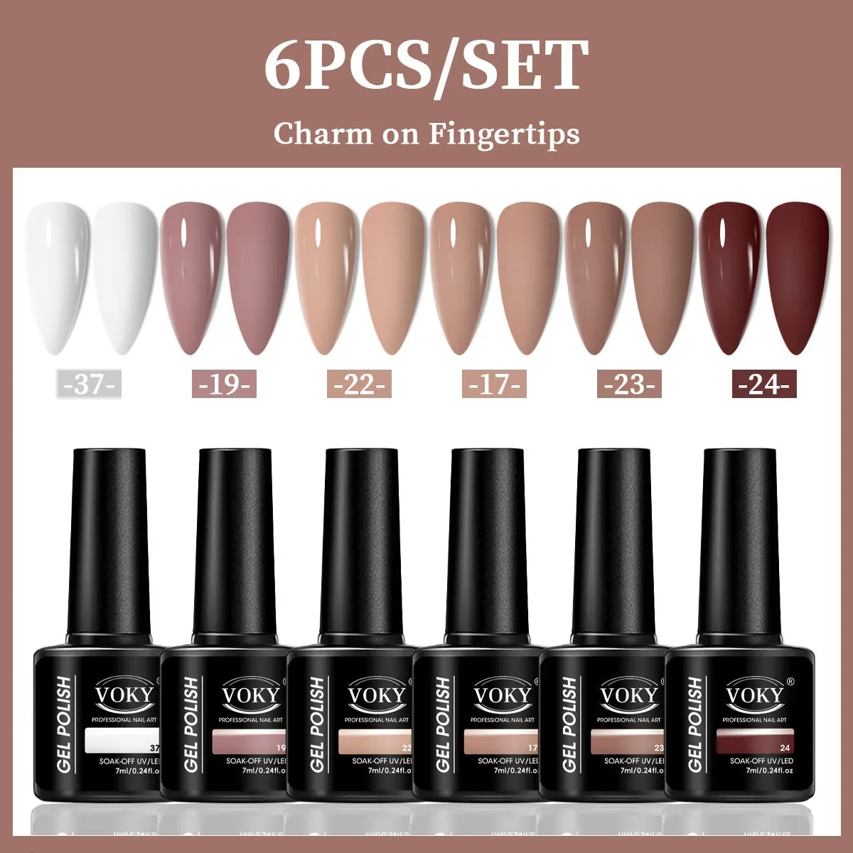VOKY Juego de 6 piezas de gel para uñas, gel para uñas de moda de temporada, el regalo perfecto para que las damas durante los festivales
