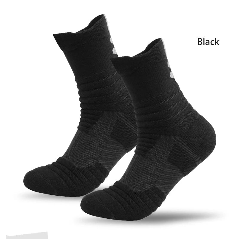 Calcetines deportivos de tubo medio para hombre, bádminton para correr, calcetines para exteriores, calcetines de lana, calcetines de baloncesto antideslizantes y absorbentes del sudor
