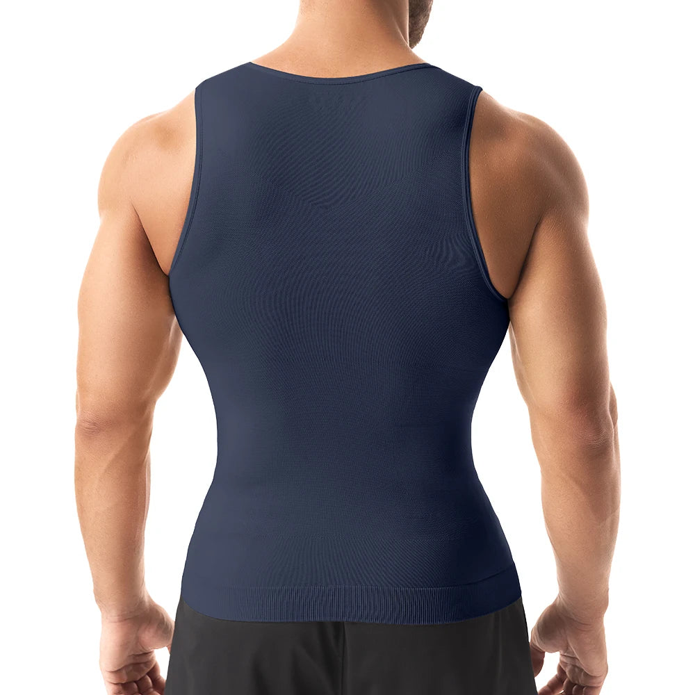 Camisa de compresión para hombre para moldeador de cuerpo, chaleco adelgazante, ropa interior ajustada para abdomen, camiseta sin mangas