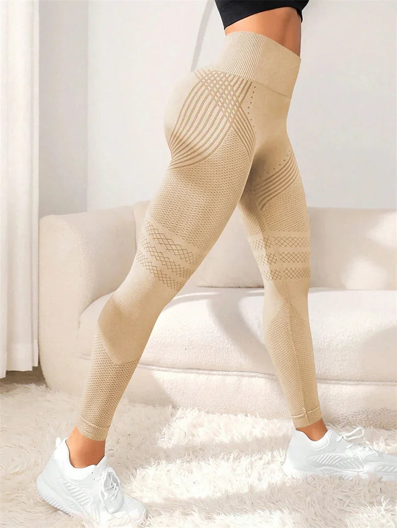 Pantalones deportivos con líneas sexis para mujer, pantalones ajustados deportivos para levantar glúteos, pantalones elásticos de cintura alta para Fitness, pantalones para correr y Yoga
