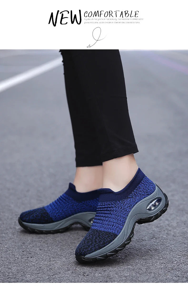 Zapatillas de deporte para mujer, moda de verano, zapatos deportivos informales negros, malla transpirable, ligero, cojín de aire, calzado antideslizante para correr