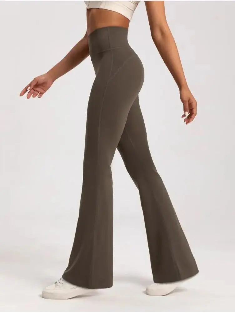 Mallas de Yoga de gama alta, pantalones de Yoga ajustados, pantalones de pierna ancha de cintura alta, pantalones transpirables para gimnasio, mallas deportivas informales con campana para mujer