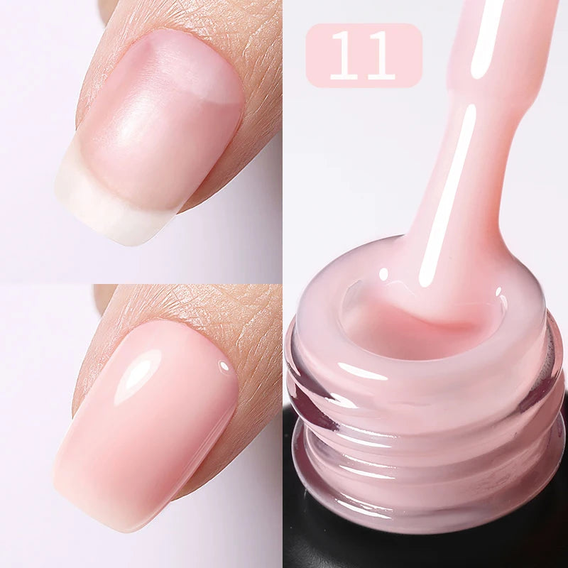BORN PRETTY-esmalte de uñas en Gel con Base de goma, color rosa lechoso, brillo, barniz semipermanente de 15ml, Gel LED UV autonivelante