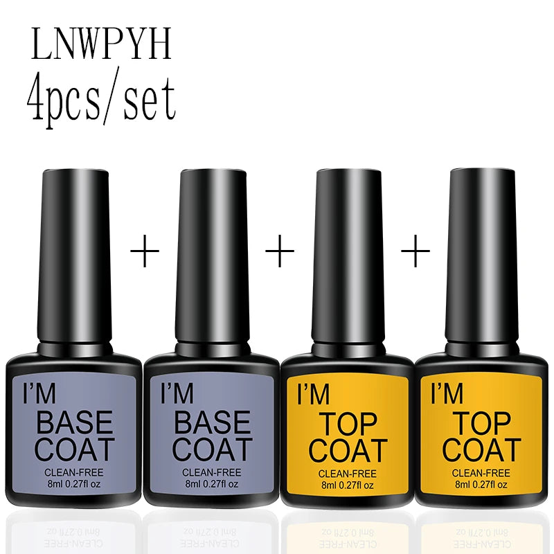 4 unids/set capa superior y capa Base Kit de esmalte de uñas de Gel transparente manicura semipermanente Soak Off LED juego de barnices de Gel UV