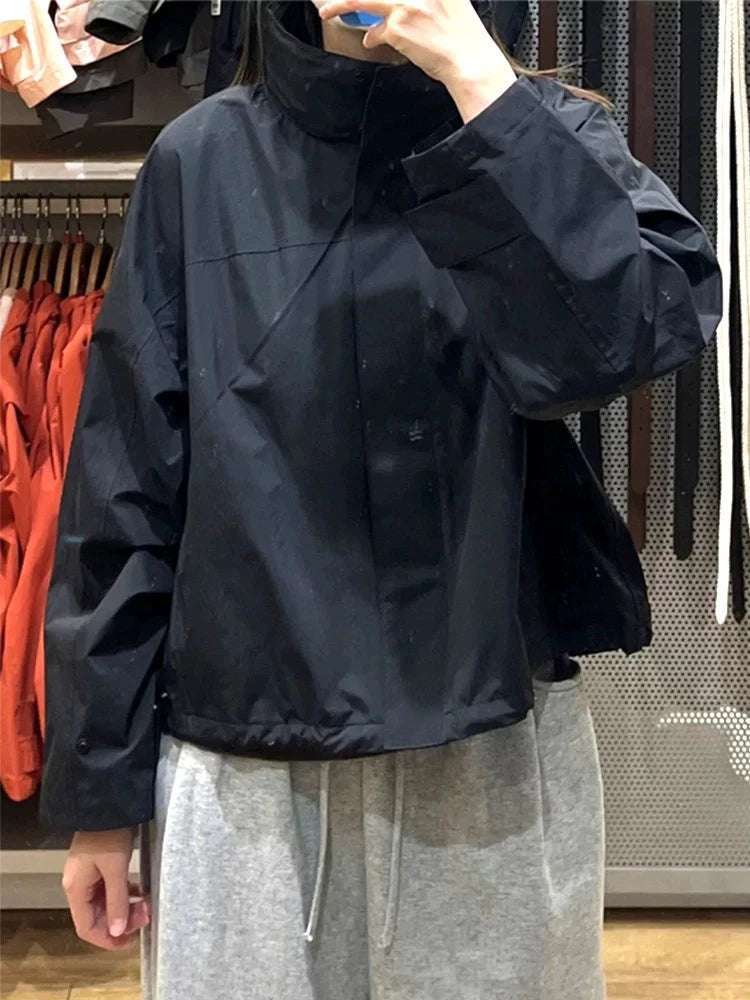 Chaqueta Cortavientos de Primavera y Otoño para Mujer, Chaqueta con Capucha de Alta Calidad, Chaqueta con Cuello Alto, Abrigo Urbano para Mujer