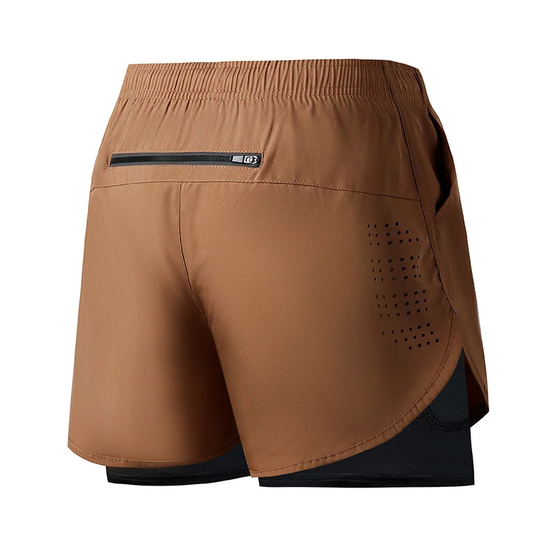Pantalones cortos para correr para hombre, pantalones cortos negros de doble capa para Fitness de secado rápido, nuevos pantalones cortos deportivos para entrenamiento y culturismo