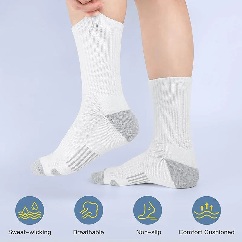 5 pares de calcetines deportivos para hombre, calcetines deportivos para correr hasta la pantorrilla, calcetines transpirables acolchados para exteriores para hombres y mujeres