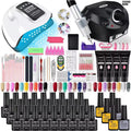 Kit de esmalte de uñas, Kit de uñas acrílico, juego de Gel de uñas de polietileno con lámpara de uñas, extensión de uñas, Gel de brillo, juego de herramientas de manicura de Gel de construcción UV