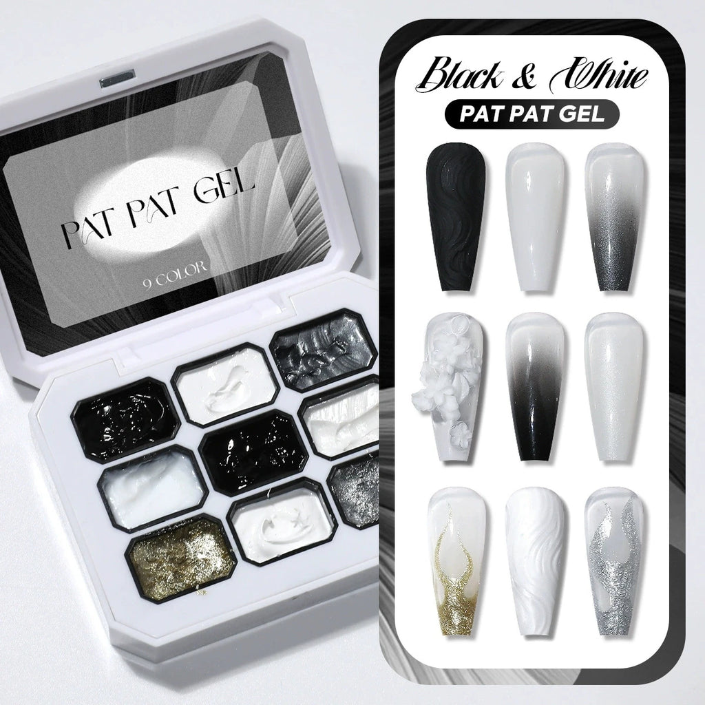 1 unidad de Gel de Uñas Sólido Blanco y Negro, Gel para Patting, Gel de Yeso, Color Sólido Y2K, Brillo Intenso, Larga Duración, para Uso DIY en Casa y Salón