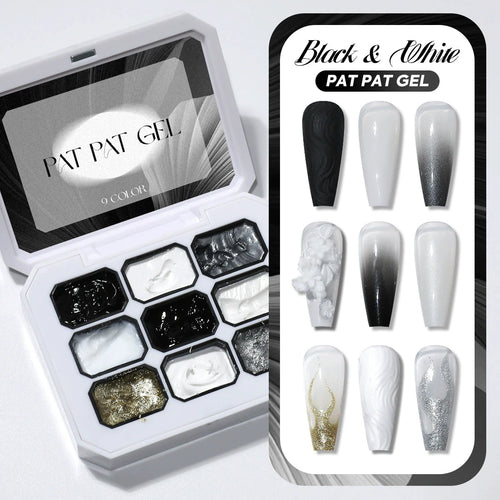 1 unidad de Gel de Uñas Sólido Blanco y Negro, Gel para Patting, Gel de Yeso, Color Sólido Y2K, Brillo Intenso, Larga Duración, para Uso DIY en Casa y Salón