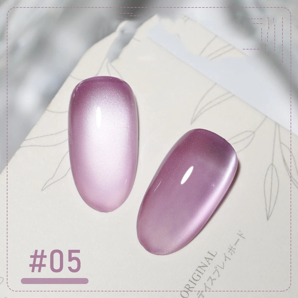 5 g/botella de Gel de ojo de gato para uñas de luz de luna blanca, esmalte de Gel satinado magnético, barniz de manicura de fototerapia con purpurina en remojo de 9 colores