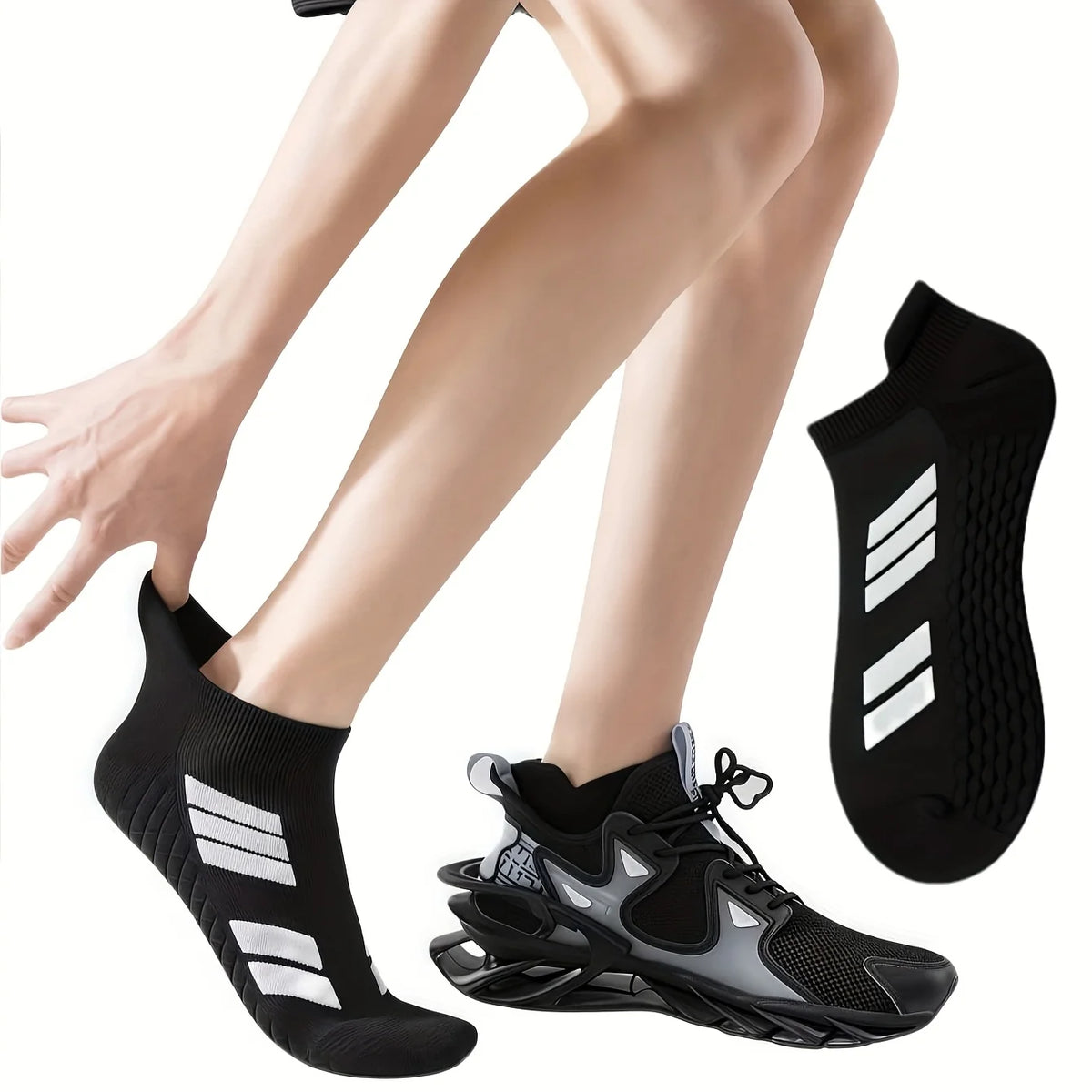 Calcetines Deportivos para Hombre y Mujer, Talla Grande, Diseño a Rayas, Primavera Verano, Calcetines Finos para Correr, Transpirables, Calcetines para Fitness y Senderismo