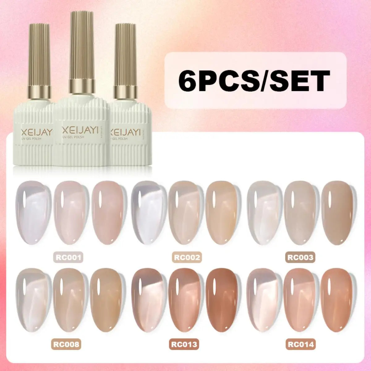 XEIJAYI 6 uds 15Ml juego de esmalte de uñas en gel perfecto para remojar esmalte de uñas en gel o decoración de uñas para el hogar y el salón Diy