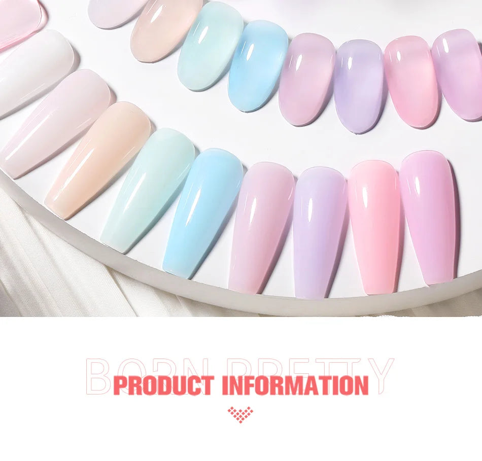 BORN PRETTY-esmalte de uñas en Gel con Base de goma, color rosa lechoso, brillo, barniz semipermanente de 15ml, Gel LED UV autonivelante