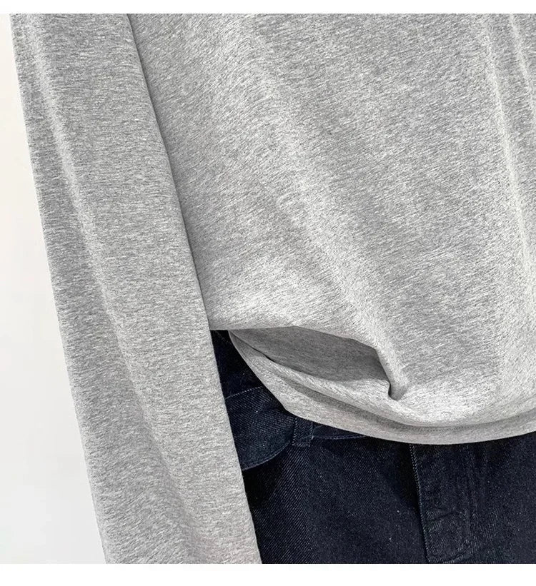 Otoño Invierno un hombro algodón manga larga hombro inclinado ropa de mujer estilo Interior ancho trufa hombro Base camisa